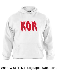white hoodie rock n roll KOR Design Zoom